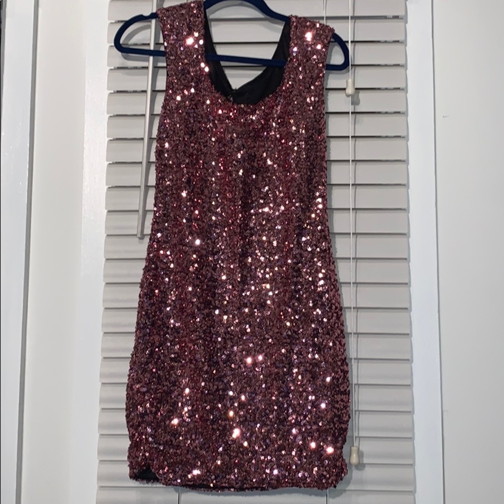 Pink sequin mini dress